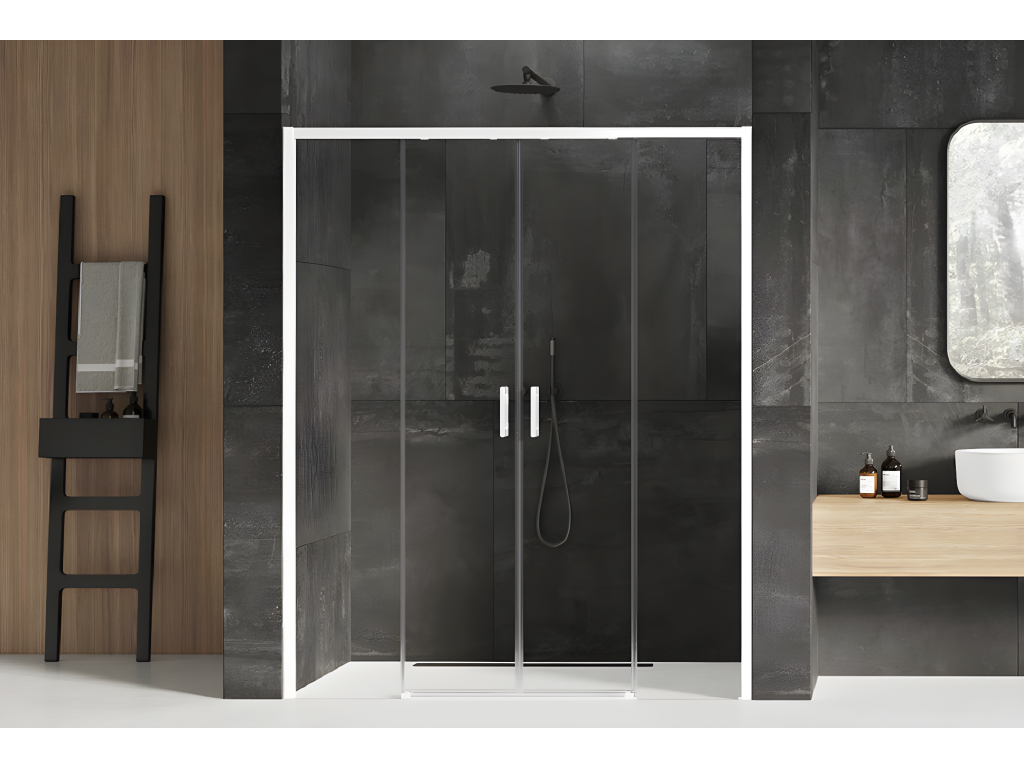 Martinique White 180cm Sliding Shower Door, Right-Hand Opening, 4 Panels
