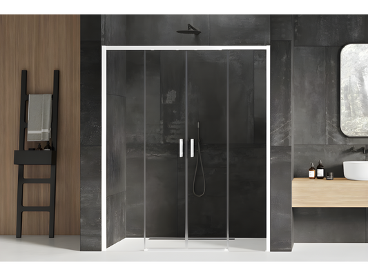 Martinique White 180cm Sliding Shower Door, Right-Hand Opening, 4 Panels