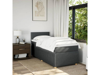 Meublori bed base with mattress, dark grey, 90x200 cm, fabric