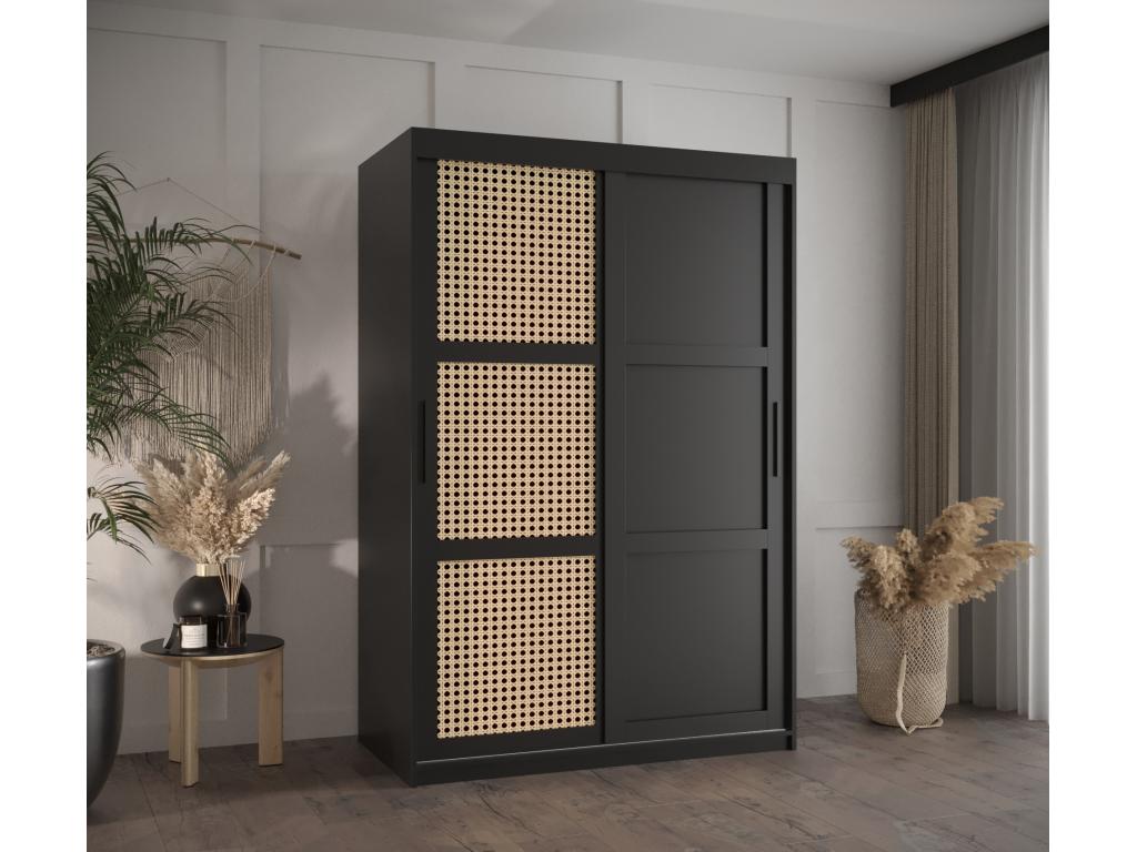 Meublori 3 Sliding Door Wardrobe 200/120/62 2 Doors Black