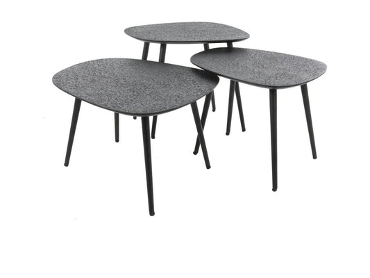 Meublori Organic Design Coffee Table with Anthracite Finish, 3 Pieces