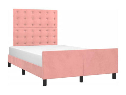 Bed frame with pink headboard, 120x190 cm, velvet, NNZS51569
