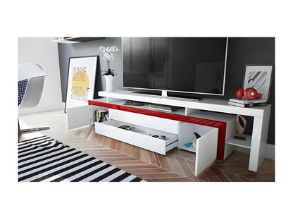 Bordeaux and White Lacquered TV Stand with LED Lighting 52x227x35 cm RFJU39269