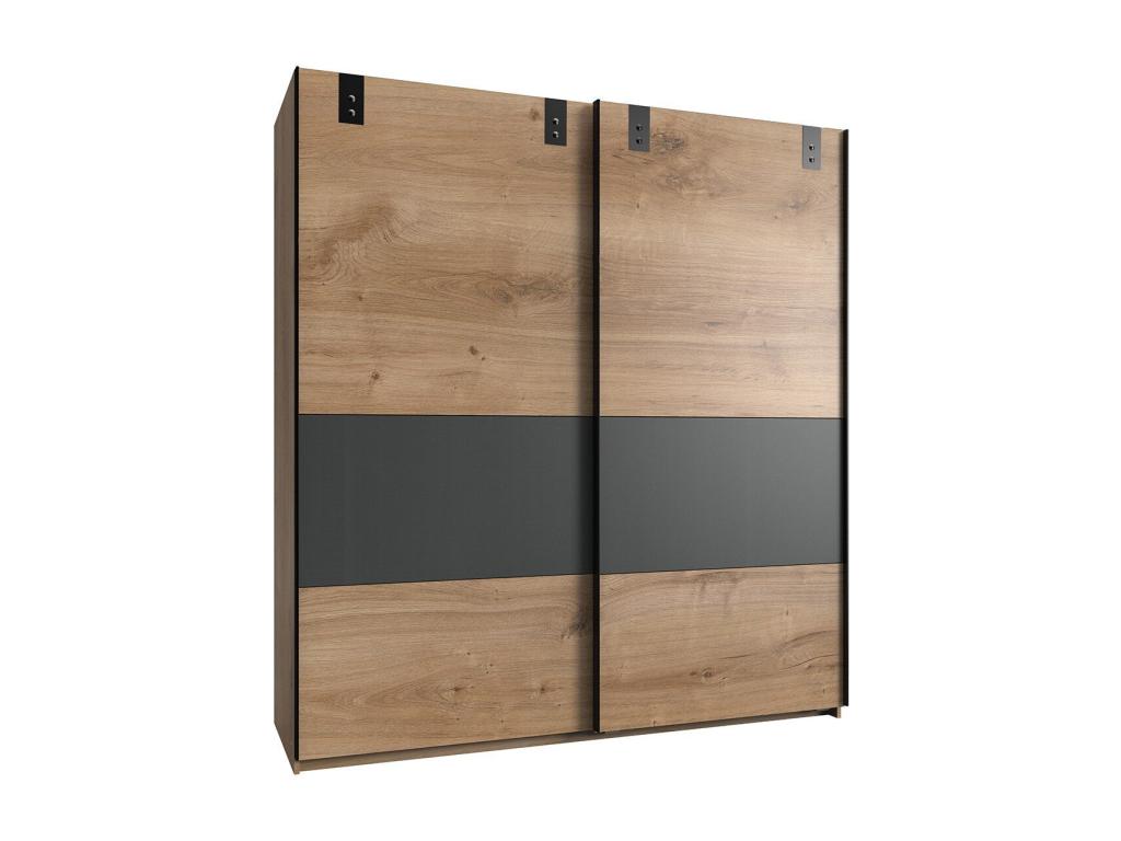 2-door sliding wardrobe with graphite-colored insert - W180 cm GFBZ23275