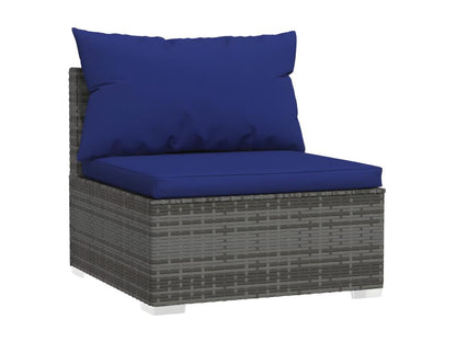 4-piece garden furniture set with cushions, grey woven resin