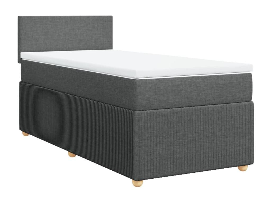 Meublori bed base with mattress, dark grey, 90x200 cm, fabric