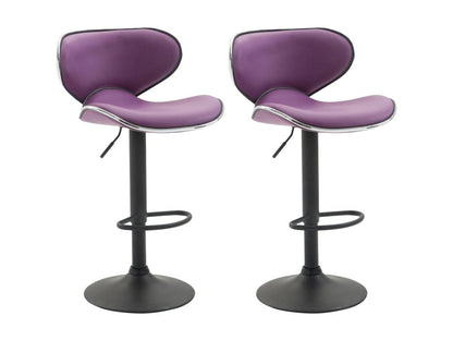 Set of 2 Bar Stools - Faux Leather / Black - Purple - Laviecasa v2 ZAAE27314