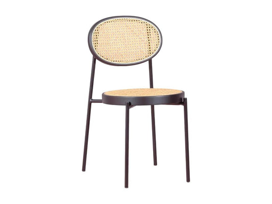 Metal chair with natural rattan finish - Laviecasa - Black VXLL42301