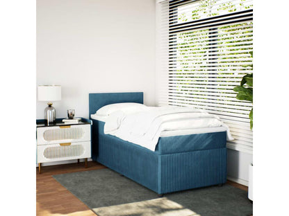 Meublori bed base with blue 80x200 cm velvet mattress