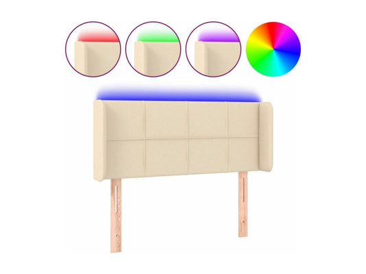 Cream LED Headboard 103x16x78/88 cm Fabric