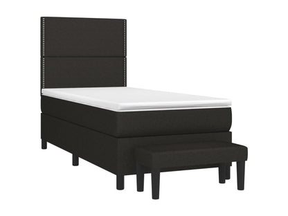Upholstered bed base with mattress, black, 90x190 cm, fabric