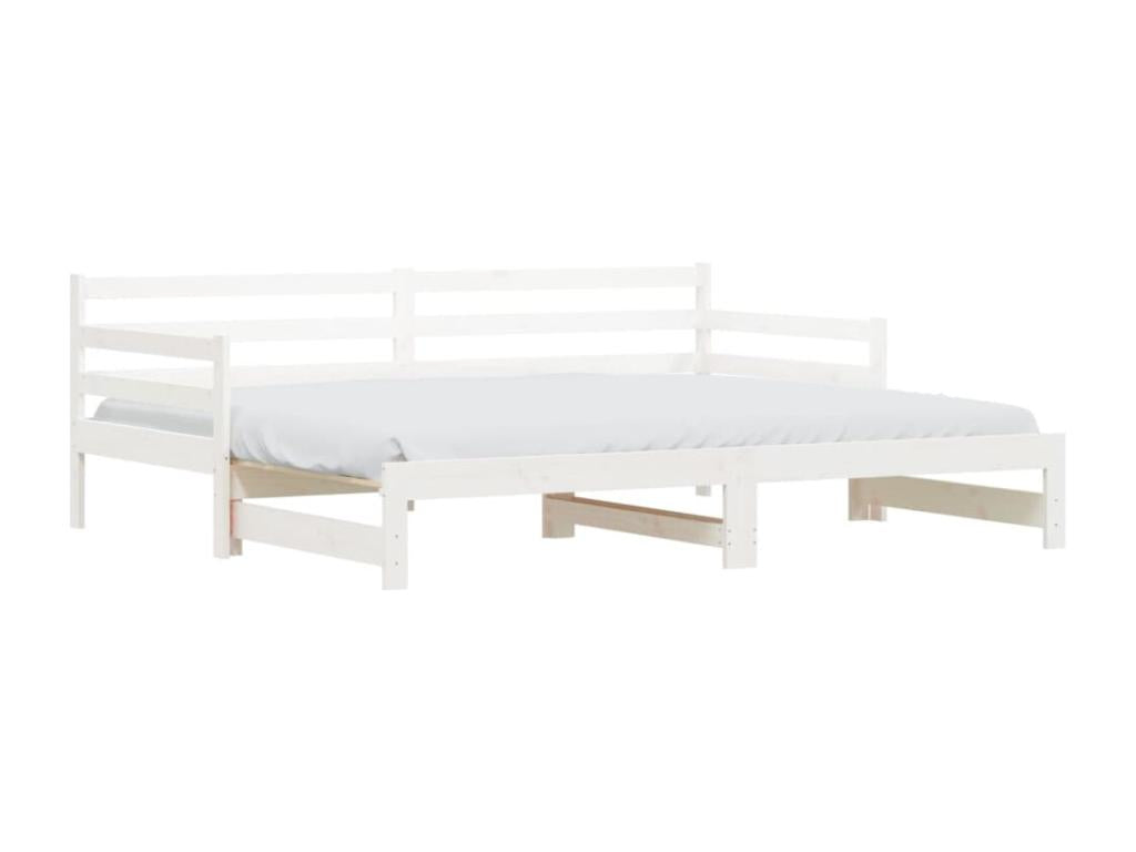 Daybed with pull-out bed, white, 90x190 cm, solid pine wood, HNIZ32180