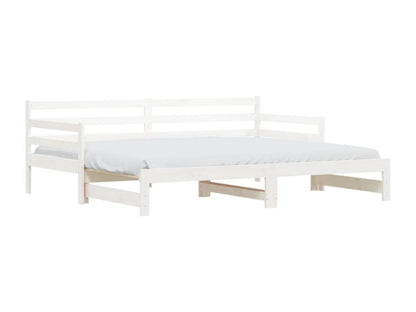 Daybed with pull-out bed, white, 90x190 cm, solid pine wood, HNIZ32180