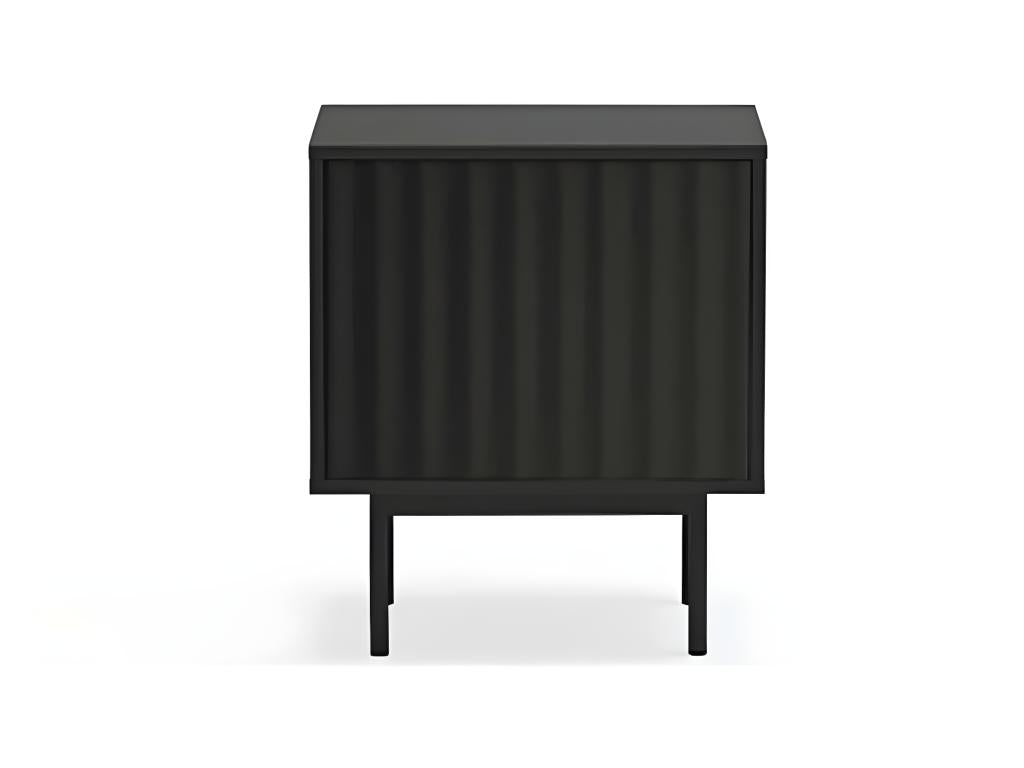 Laviecasa - Bedside table with 1 door and 2 drawers in wood, color - Black XVPK28312