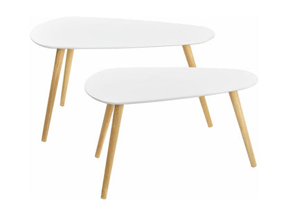 Set of 2 white wood-effect tables, 80x40x45.5 cm, 03 0005777 BZUY70862