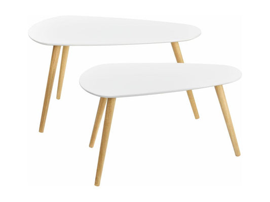 Set of 2 white wood-effect tables, 80x40x45.5 cm, 03 0005777 BZUY70862