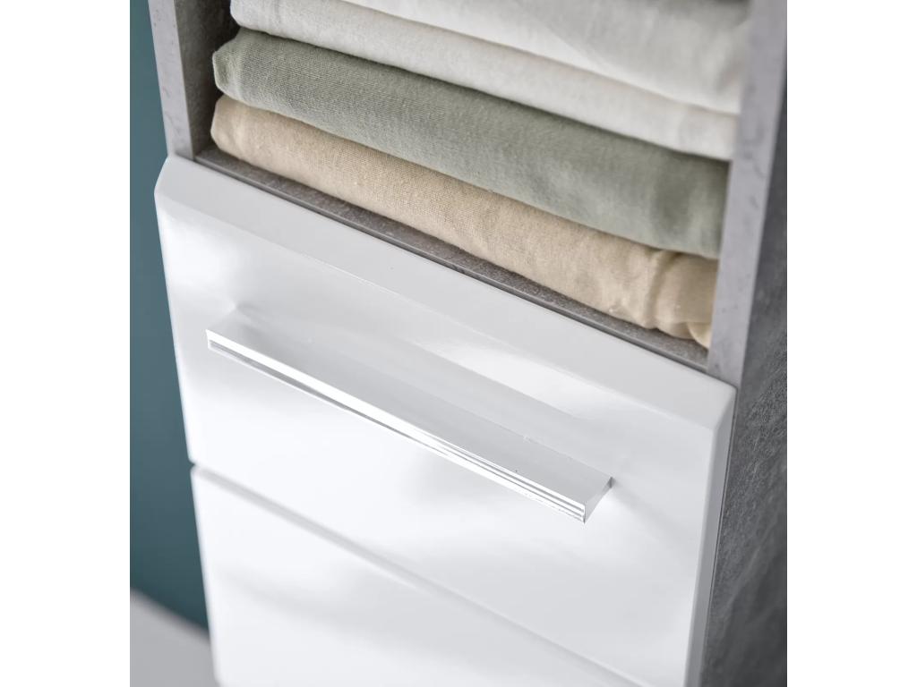 Meublori White and Cement Grey Floor Storage Cabinet