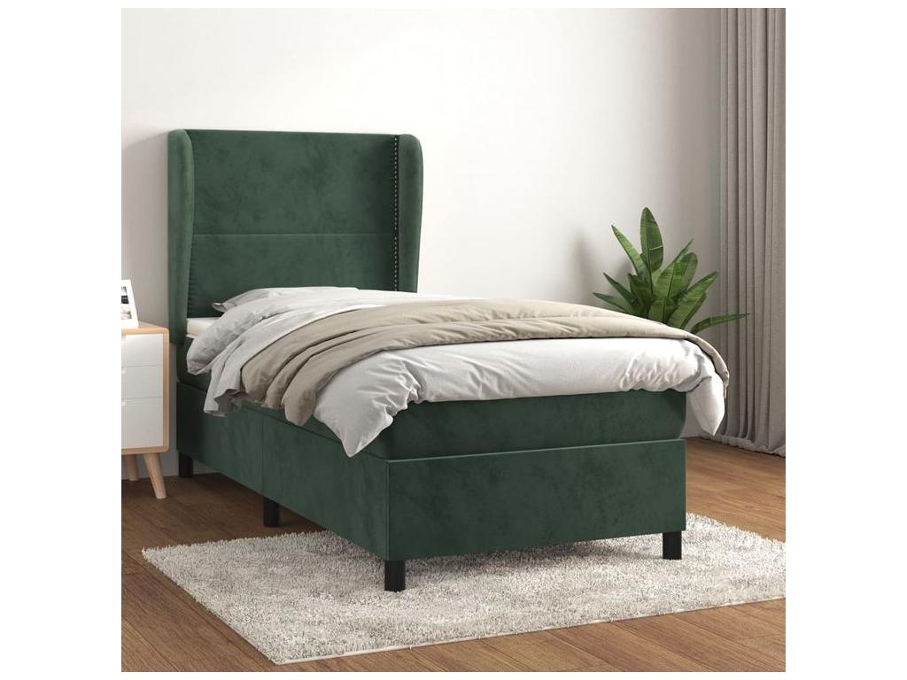 Laviecasa bed base and mattress, Dark Green 80x200 Velvet KOGW94380