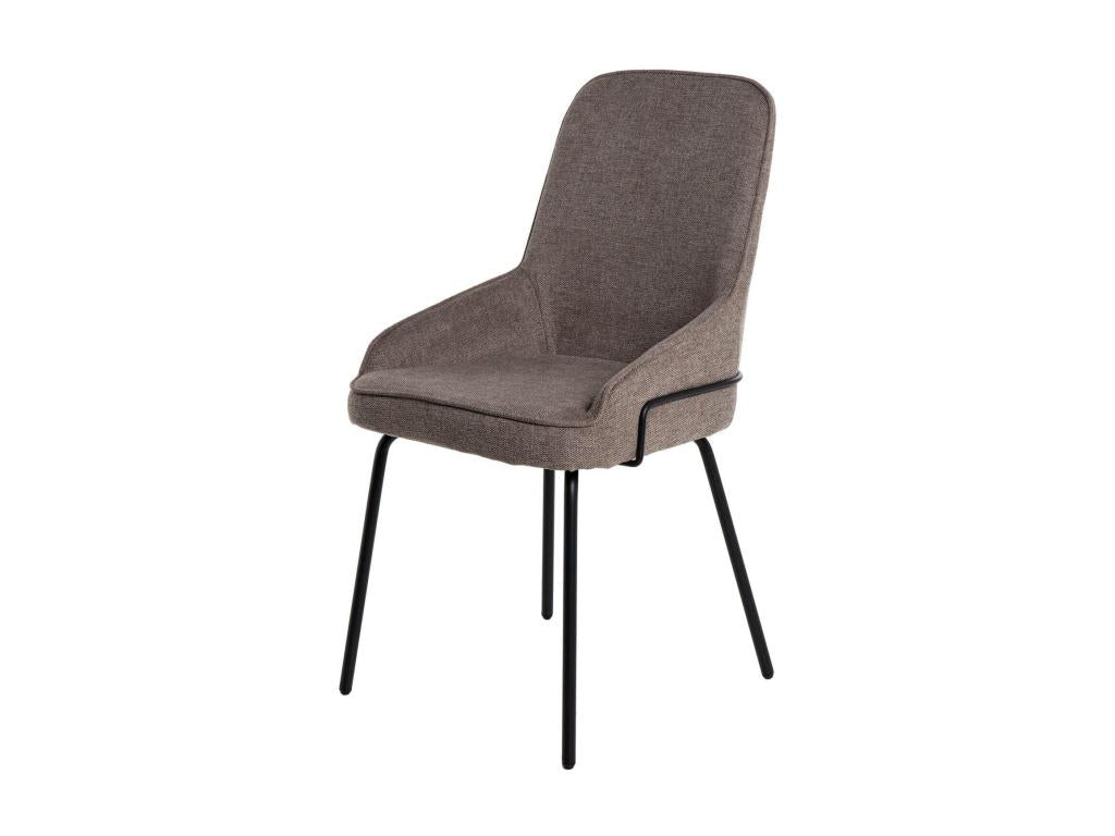Loven WFGB23185 Modern Chair in Brown Fabric with Black Metal Legs