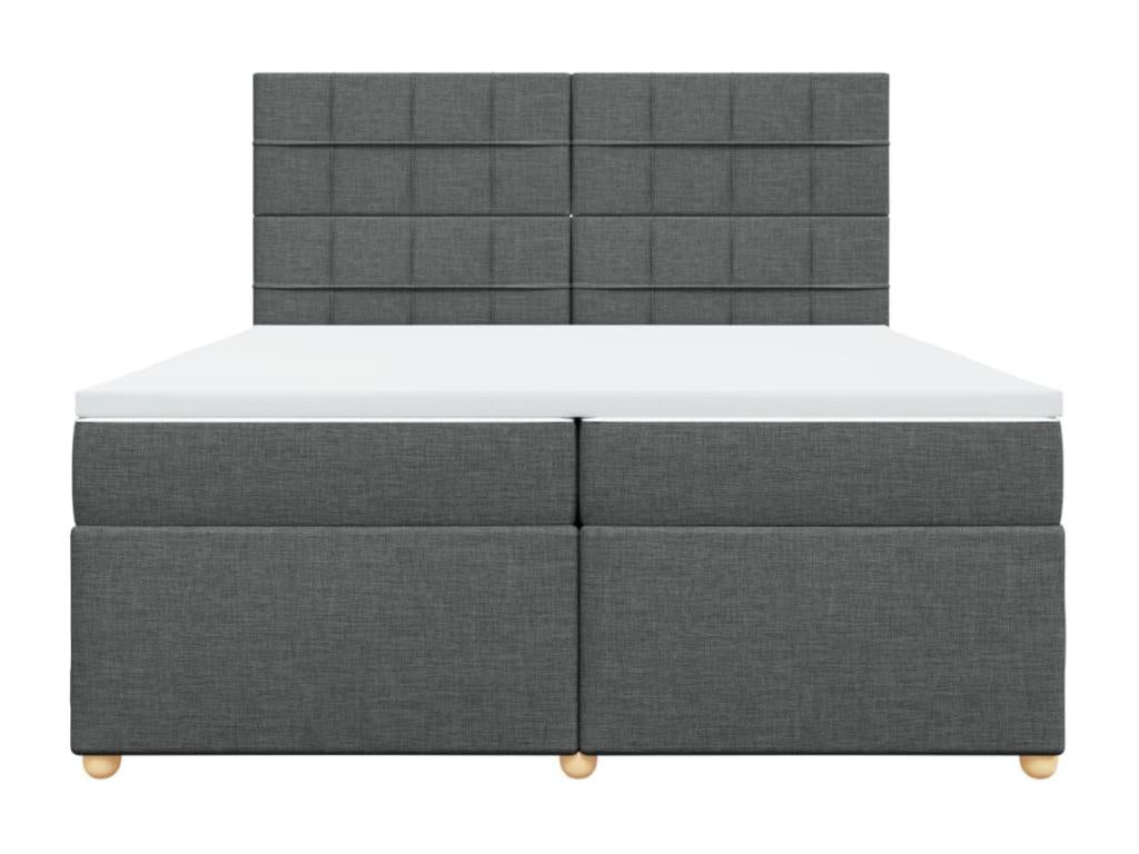 Meublori bed base with mattress, dark grey, 200x200cm, fabric