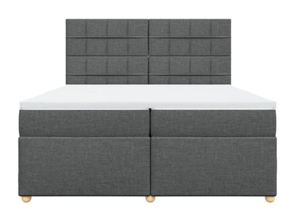 Meublori bed base with mattress, dark grey, 200x200cm, fabric