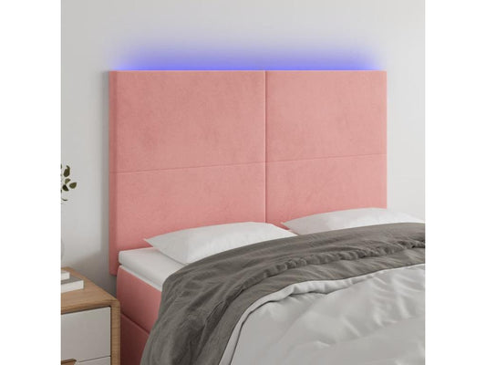 Pink LED Headboard 144x5x118/128 cm Velvet