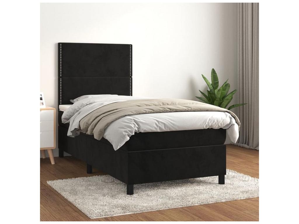 Meublori bed base with black velvet mattress 100x200