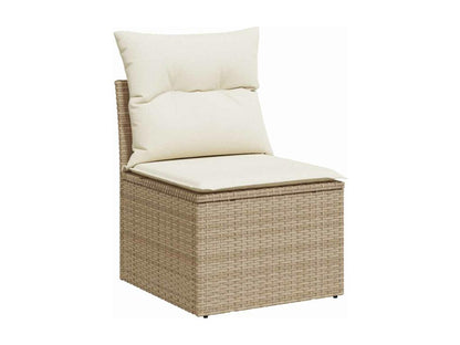 9-piece garden furniture set with cushions, beige woven resin TXTO05481