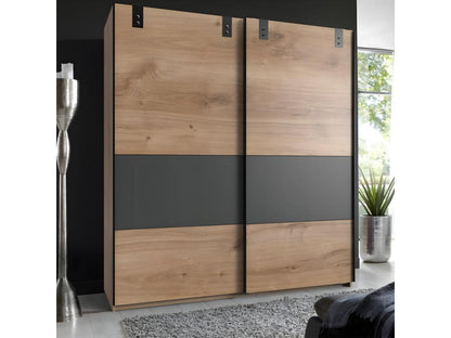 2-door sliding wardrobe with graphite-colored insert - W180 cm GFBZ23275