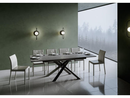 Ganty Anthracite Extendable Table 90x160/220 cm, Spatula Finish, Anthracite Edge Band, Anthracite Frame