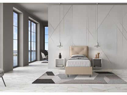 Laviecasa dove grey faux leather bed with padded slatted base 80x210 WJBA68506