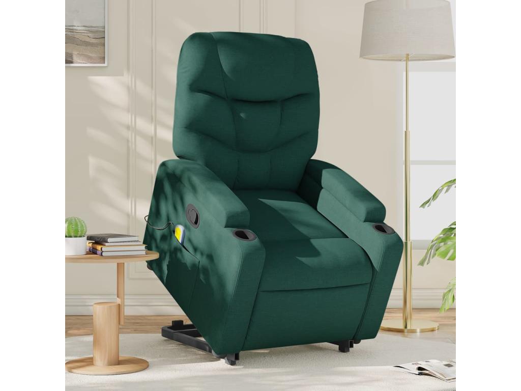 Dark Green Fabric Reclining Massage Chair DPHU63009