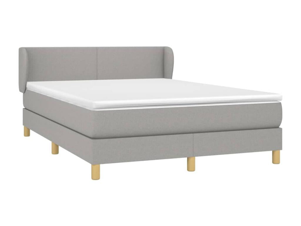 Upholstered bed base with mattress, light grey, 140x200cm, fabric SARM96330