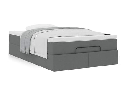 Ottoman bed frame with dark grey mattress 120x190 cm fabric