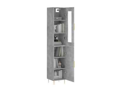 High sideboard, concrete grey, 34.5x34x180 cm, engineered wood
