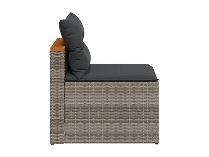 Garden sofas without armrests with cushions, 2 pcs, grey