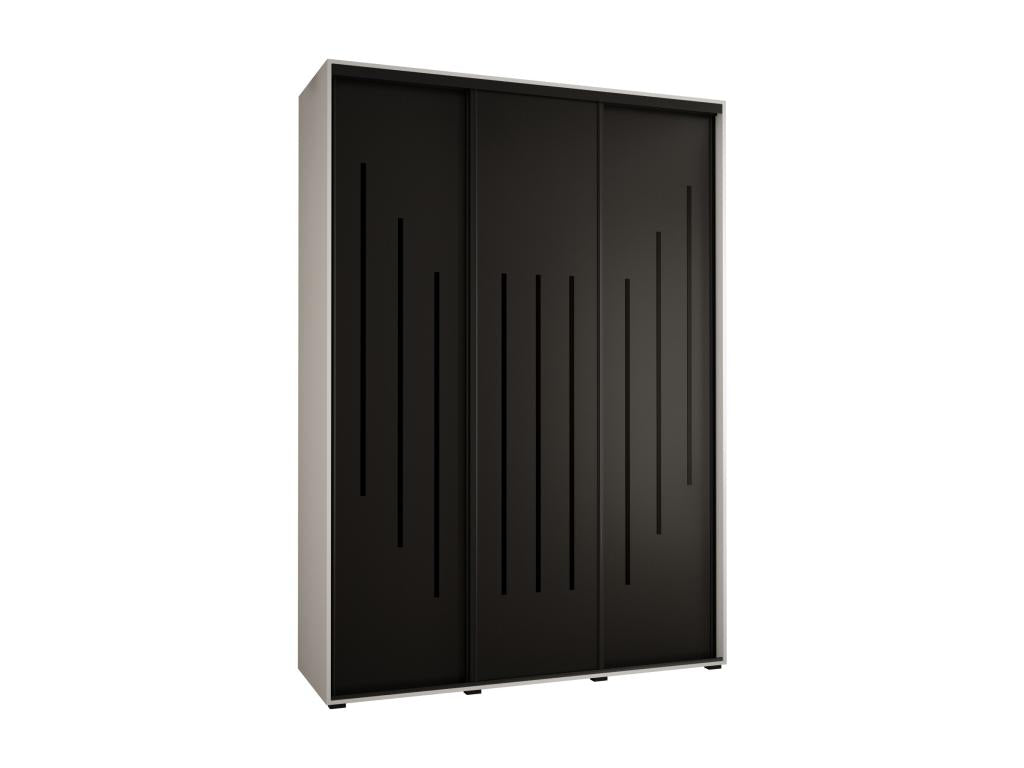 Meublori 8 Sliding Door Wardrobe 235.2/170/45 3 Doors White/Black/Black