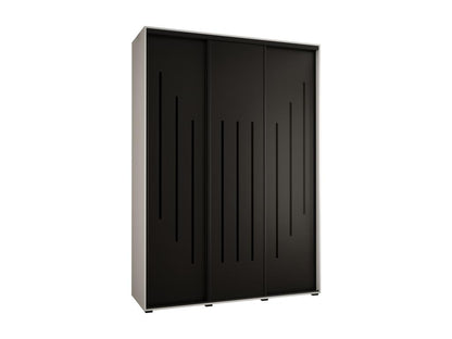 Meublori 8 Sliding Door Wardrobe 235.2/170/45 3 Doors White/Black/Black