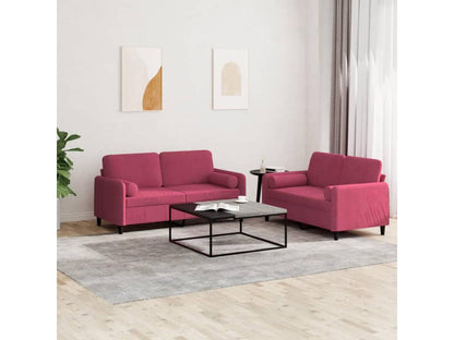 2-piece sofa set with burgundy velvet cushions BZAM56111