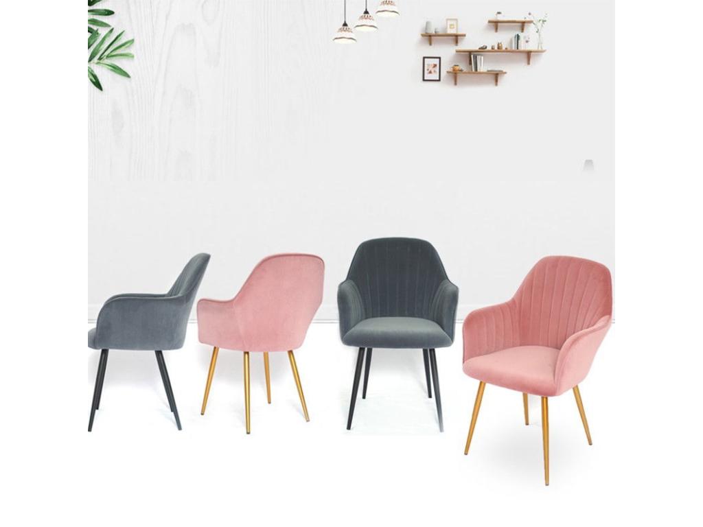 Velvet Dining Chair with Gold Skull Legs - Colors - Pink OYAU47060