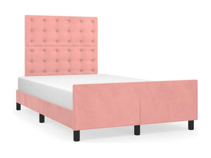 Bed frame with pink headboard, 120x190 cm, velvet, NNZS51569