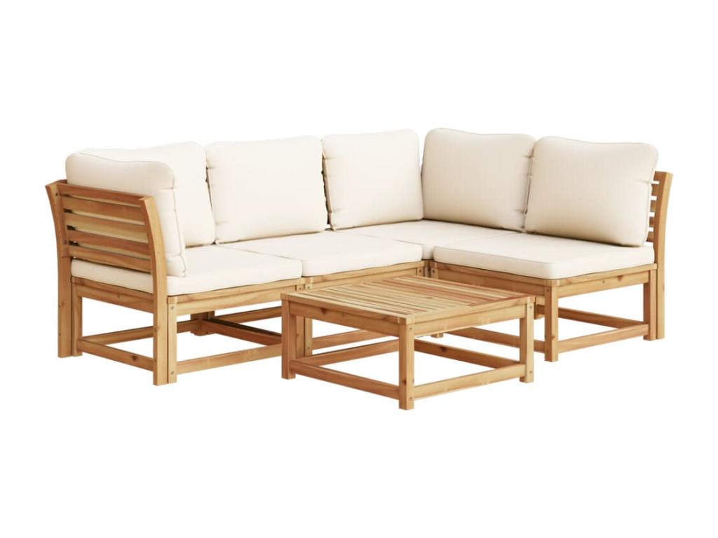 5-piece garden furniture set with cushions, solid wood furniture