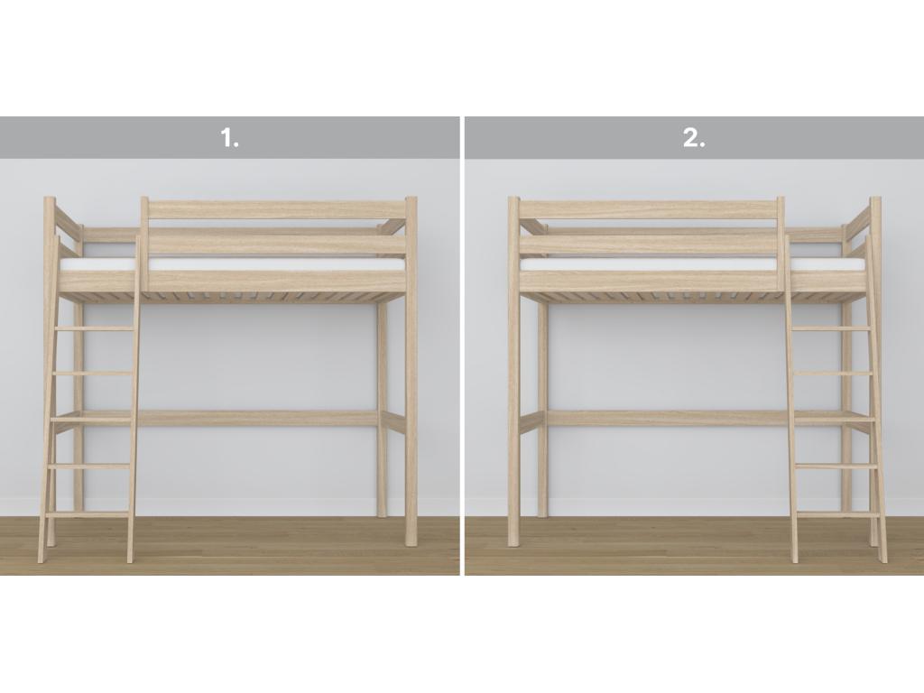 Oak loft bed N03 Whitewashed Oak 90x190
