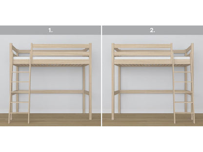 Oak loft bed N03 Whitewashed Oak 90x190