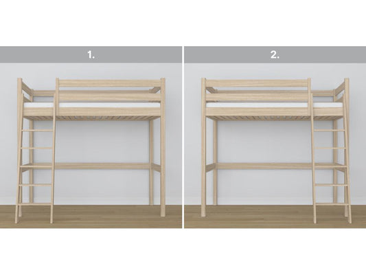 Oak loft bed N03 Whitewashed Oak 90x190