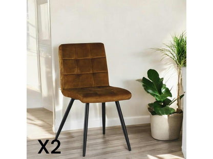 Laviecasa Mustard Upholstered Velvet Chair, Set of 2 FOBO16302