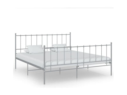 Bed frame without mattress, grey metal, 200x200 cm