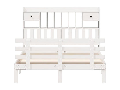 White 160x200 cm solid pine wood library bed without mattress ILCG22206