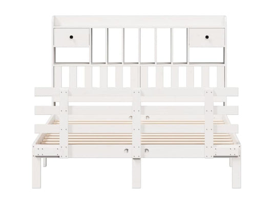 White 160x200 cm solid pine wood library bed without mattress ILCG22206