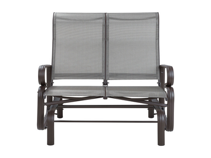 Meublori 114cm Garden Bench, Metal, Grey